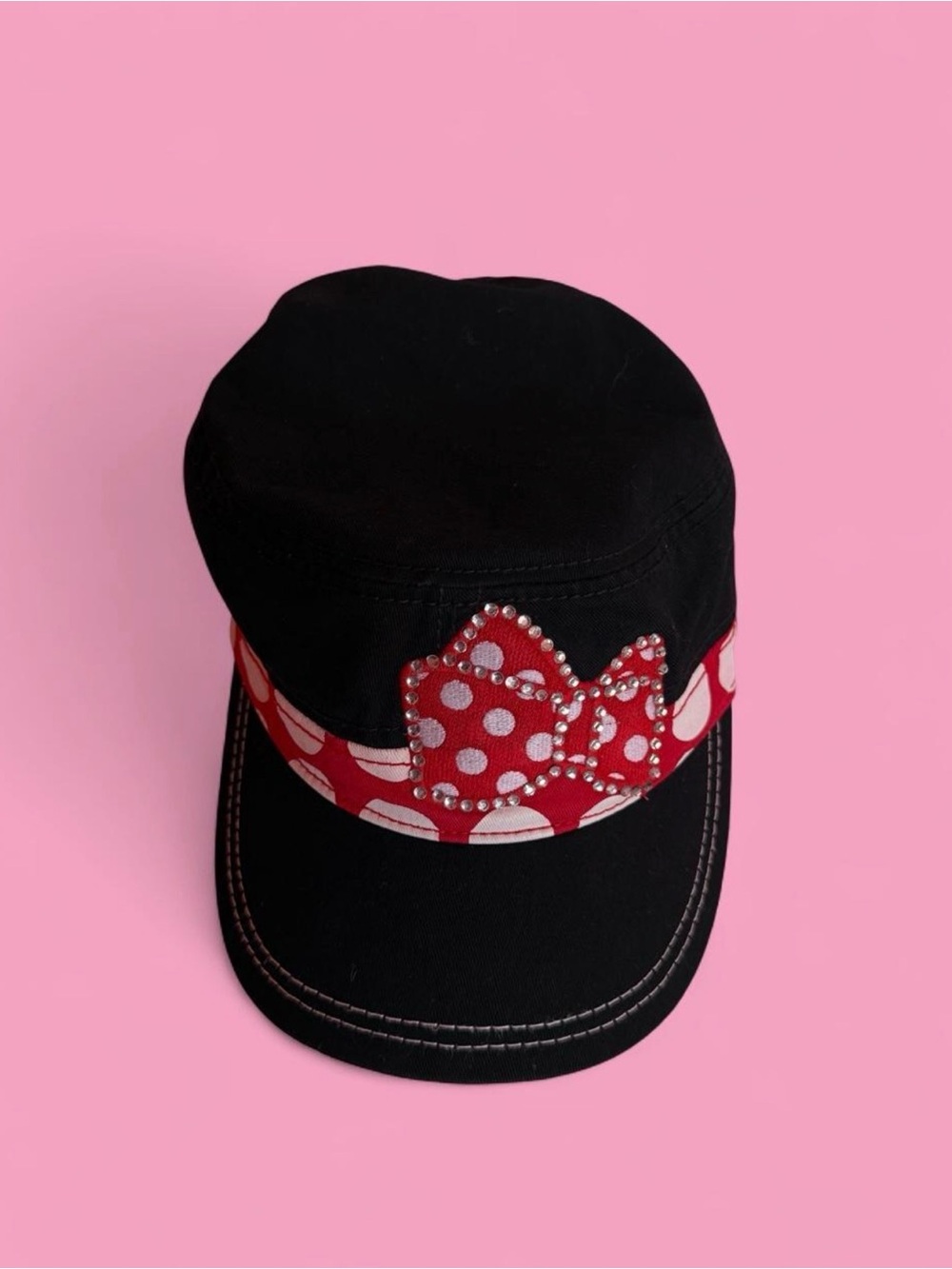 Minnie  Black Cap with Red Polka Dot Bow
